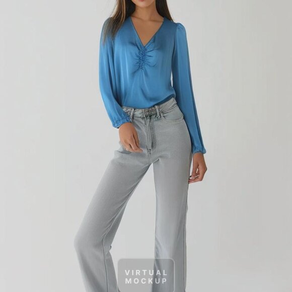 Bright Royal blue Banana Republic long sleeves women blouse size small - Picture 1 of 9